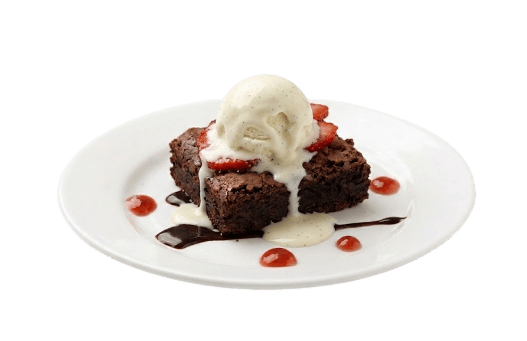 Brownie de chocolate con nieve