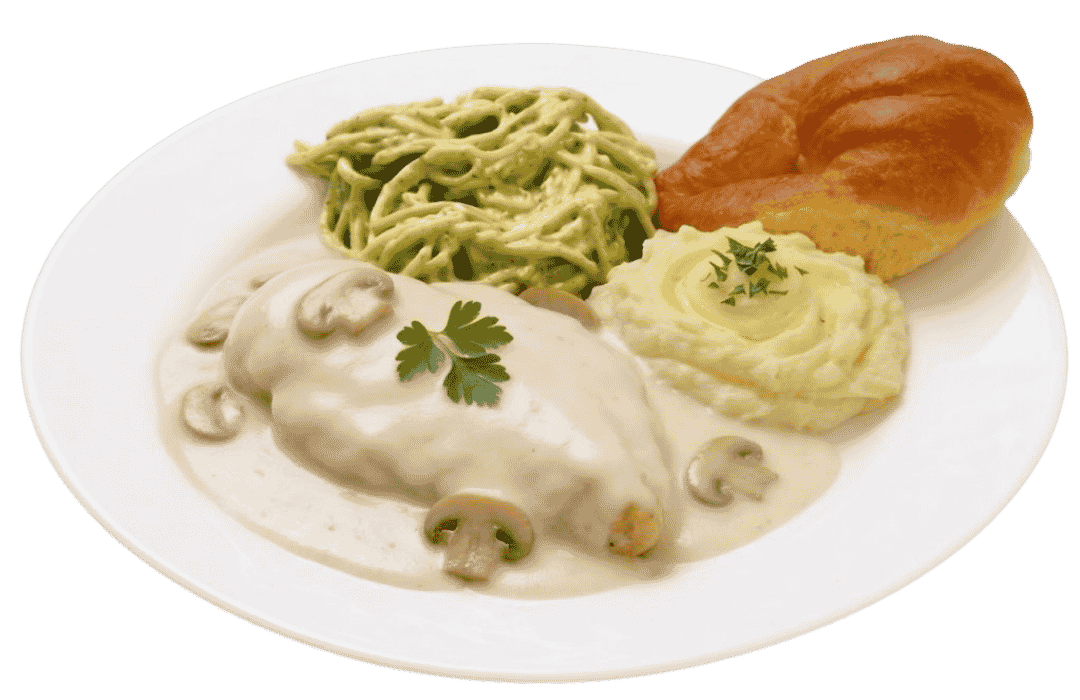 Pollo en crema de champiñones